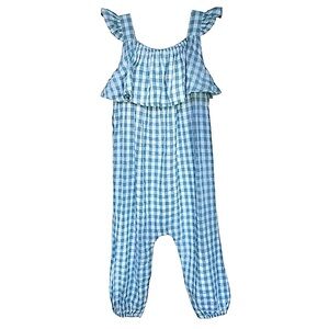 Tucker + Tate 🦋 Baby Girls' Gingham Romper in Blue Chambray-White | 18 Months